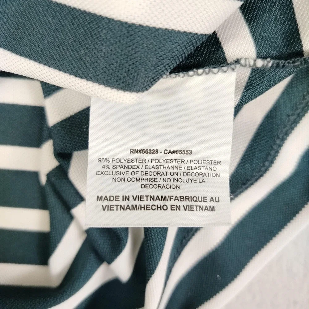 Nike Golf Polo Shirt Womens Medium‎ Green White Stripe Dri Fit Bobcat Trail